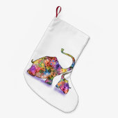 可愛いベビーとマムエレファントクリスマスストッキング スモールクリスマスストッキング (正面 (吊り時))