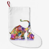 可愛いベビーとマムエレファントクリスマスストッキング スモールクリスマスストッキング (正面)