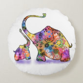 可愛いベビーとマムエレファントラウンドピロー ラウンドクッション (正面)