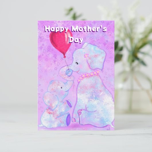 可愛いベビーとモマゾウ母の日用カード カード (スタンド正面)