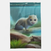 可愛いベビーのカワウソ –  キッチンタオル (縦)