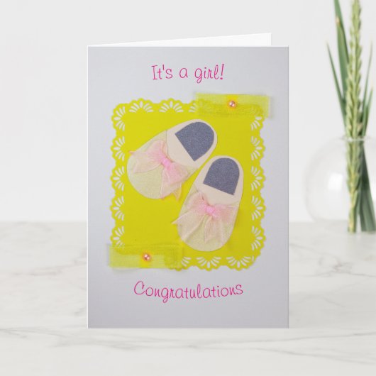 可愛いベビーのスリッパをパーソナライズ カード (正面)