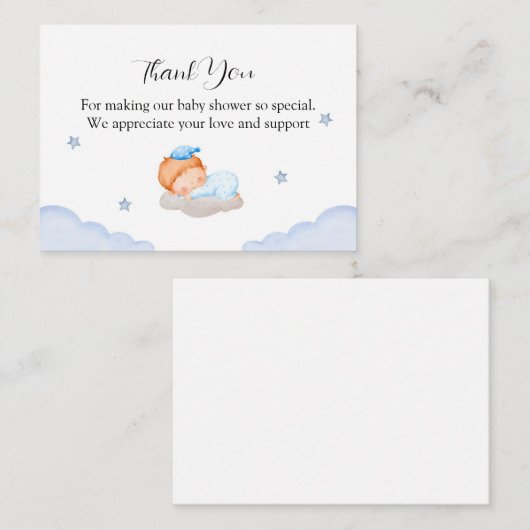 可愛いベビーの雲の赤ちゃんシャワーありがとう ノートカード (正面/裏面)