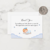 可愛いベビーの雲の赤ちゃんシャワーありがとう ノートカード (正面/裏面インサイチュ)