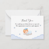 可愛いベビーの雲の赤ちゃんシャワーありがとう ノートカード (正面)