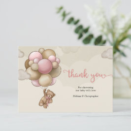可愛いベビーはバルーン茶色のピンク感謝していベージュユー エンクロージャーカード