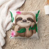 可愛いベビーぶら下がったナマケモノの木 クッション (ブランケット)