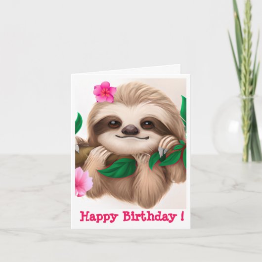 可愛いベビーぶら下がったナマケモノの木 シーズンカード (正面)