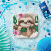 可愛いベビーぶら下がったナマケモノの木 ペーパープレート (パーティー)