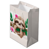 可愛いベビーぶら下がったナマケモノの木 ミディアムペーパーバッグ (正面アングル)