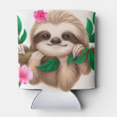 可愛いベビーぶら下がったナマケモノの木 缶クーラー (裏面)