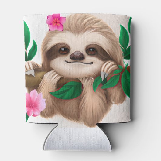 可愛いベビーぶら下がったナマケモノの木 缶クーラー (裏面)