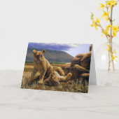 可愛いベビーアフリカライオンの仔 カード (黄色い花)