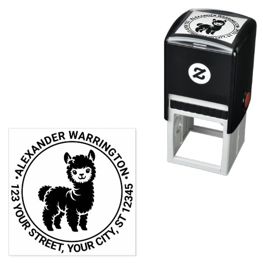 可愛いベビーアルパカスタンディング#1ネーム差出人住所 セルフインキングスタンプ (インサイチュ)