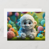 可愛いベビーイェティ糸で作った ポストカード (正面/裏面)