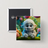 可愛いベビーイェティ糸で作った 缶バッジ (正面&裏面)