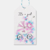 可愛いベビーインPram薄紫ピンクアクアウォーター色 ギフトタグ (正面)