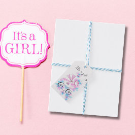 可愛いベビーインPram薄紫ピンクアクアウォーター色 ギフトタグ