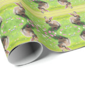 可愛いベビーウサギの花の牧草地、復活祭 ラッピングペーパー (ロールコーナー)