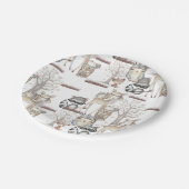 可愛いベビーウッドランドアニマルズラクーンキツネ親愛フクロウ ペーパープレート (アングル)