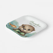 可愛いベビーオッター男女兼用ベビーシャワー ペーパープレート (傾斜あり)