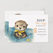 可愛いベビーオッター男女兼用ベビーシャワー 出欠カード (正面/裏面)