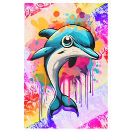 可愛いベビーカラフルドルフィ絵を描ー メタルプリント