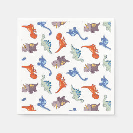 可愛いベビーカラフル恐竜少年パターンプリント スタンダードカクテルナプキン