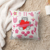 可愛いベビーガーリーピンクテディベアパーソナライズされた クッション (ブランケット)
