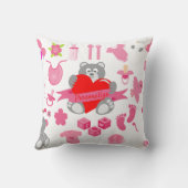 可愛いベビーガーリーピンクテディベアパーソナライズされた クッション (裏面)