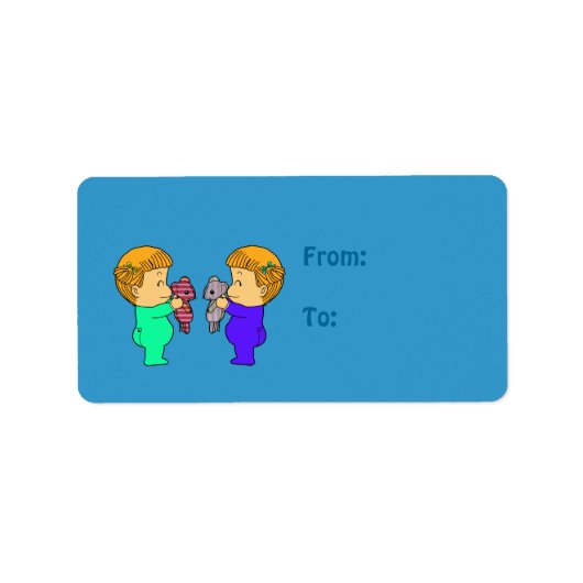 可愛いベビーガールの双子 ラベル (正面)