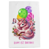 可愛いベビーガールズ初誕生日 ミディアムペーパーバッグ (正面)