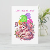 可愛いベビーガールズ初誕生日 招待状 (スタンド正面)