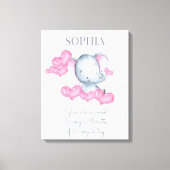 可愛いベビーガールゾウが大好パーソナライズされたき キャンバスプリント (正面)