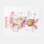 可愛いベビーガールタイガーピンクのパジャマ フリースブランケット (正面(横))