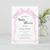 可愛いベビーガールピンクコケットバーブベビーシャワー 招待状 (スタンド正面)