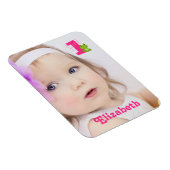 可愛いベビーガール写真1年 マグネット (右側)