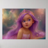 可愛いベビーガール蝶の羽パープルピンク ポスター (正面)