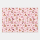 可愛いベビーガール赤ちゃんシャワーteddyベアーベアーズウェア ラッピングペーパーシート (正面2)