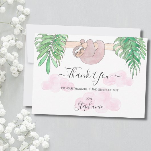 可愛いベビーガールSlothベビーシャワーありがとう サンキューカード