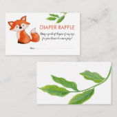可愛いベビーキツネ離れ |おむつラッフル |赤ちゃんシャワー エンクロージャーカード (正面/裏面)