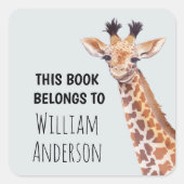 可愛いベビーキリンパーソナライズされたネームスクール スクエアシール (正面)