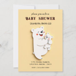 可愛いベビークマとママ熊シャワーカード 招待状