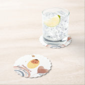 可愛いベビークマのアフリカ系アメリカ人の男の子のベビーシャワー ペーパーコースター (インサイチュ)