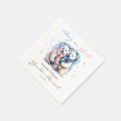 可愛いベビークマの少年と少女の冬のジェンダーの明け スタンダードカクテルナプキン (角)