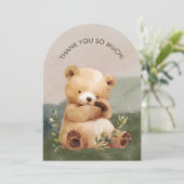 可愛いベビークマ赤ちゃんシャワーサンキューカード 招待状 (スタンド正面)