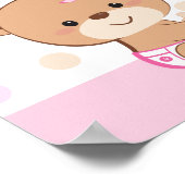 可愛いベビークマ赤ちゃんシャワー歓迎サイン – 少女 ポスター (角)