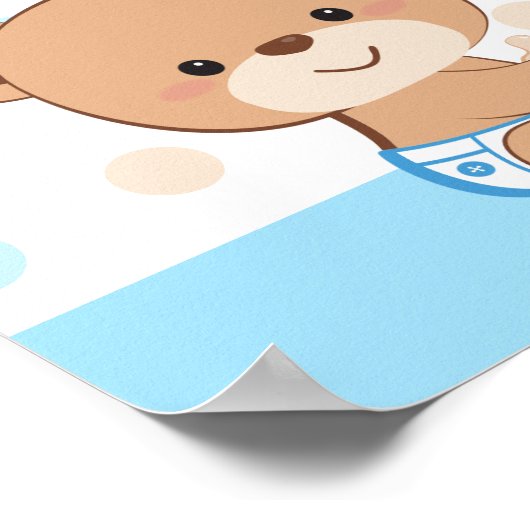 可愛いベビークマ赤ちゃんシャワー歓迎サイン – 少年 ポスター (角)