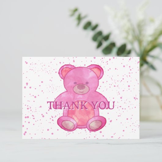 可愛いベビークマinピンクカスタムありがとう サンキューカード (スタンド正面)