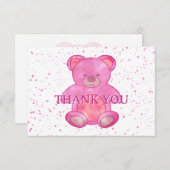 可愛いベビークマinピンクカスタムありがとう サンキューカード (正面/裏面)